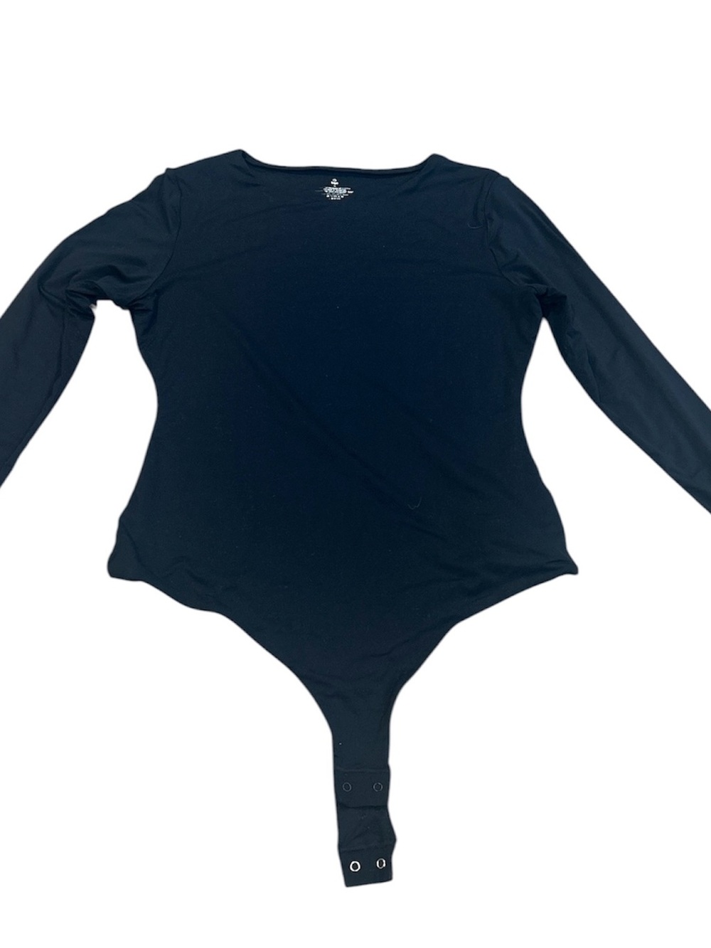 Iuga Women’s Long Sleeve One-Piece Bodysuit Black Solid Opaque XL